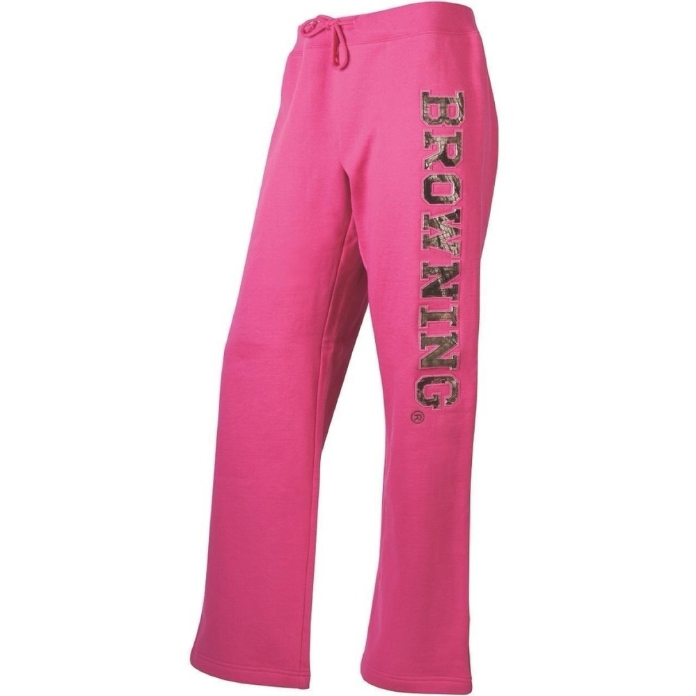 Browning fuchsia sweatpants with vertical 'BROWNING' text NWT Size XL